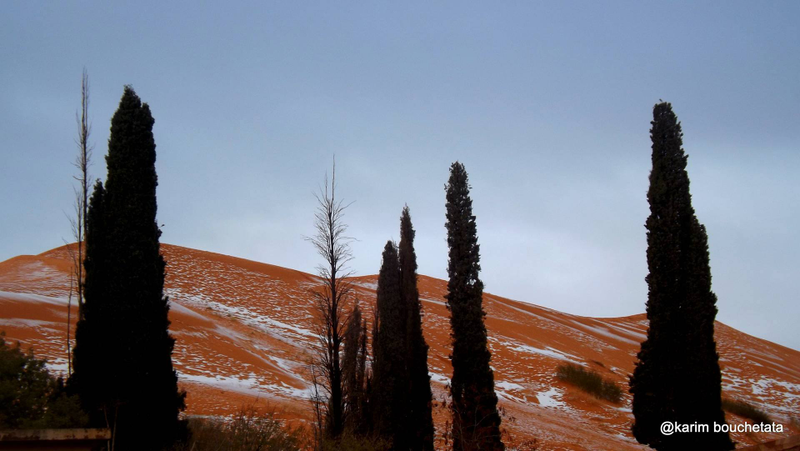 Illustration for article titled Photos of Freak Snowfall in the Sahara Look Unreal